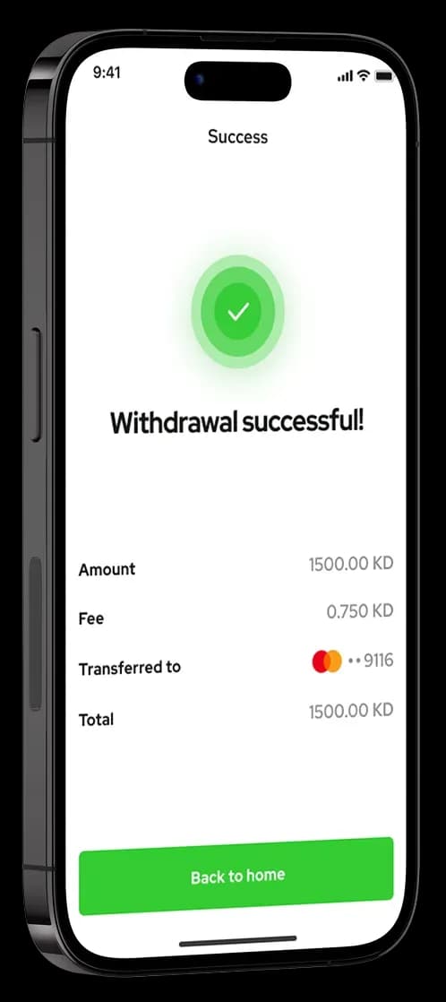 KEM P2P payment app screens