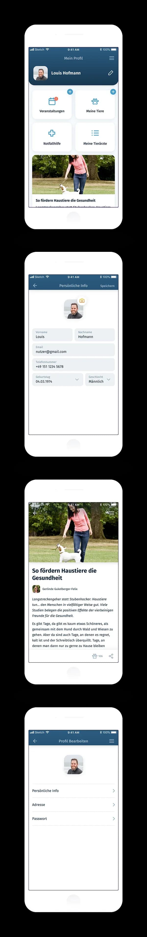 screenshots of the app