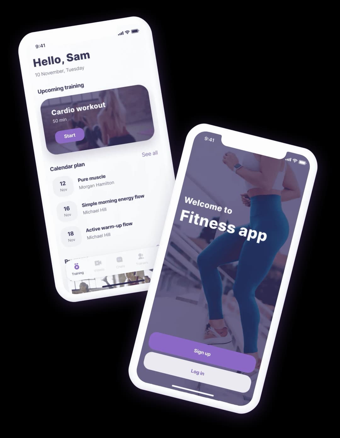 Fitness App workout platform screens