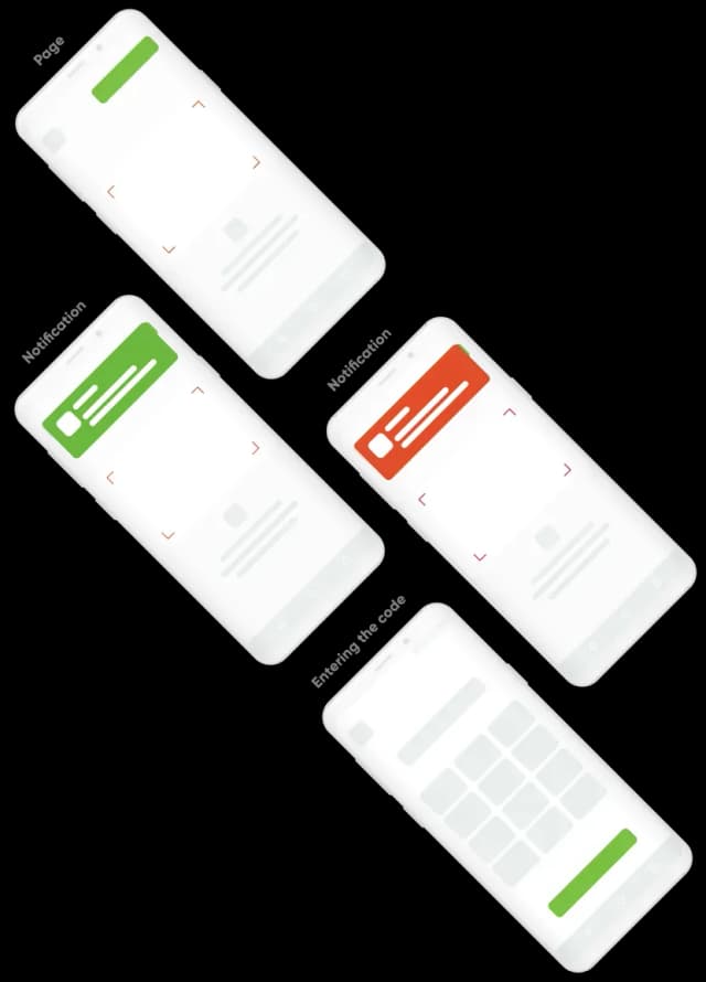 Mobile app interface mockup showing multiple screens