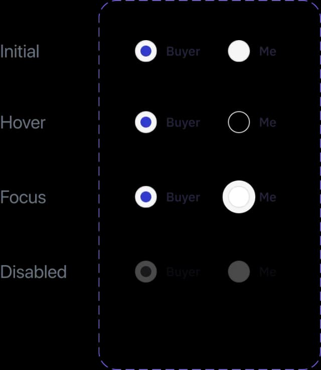 UI control options for a design interface