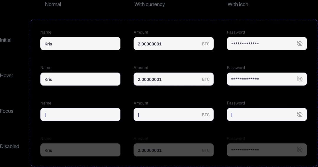 Transaction details table in cryptocurrency app