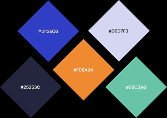 Color palette with hex codes