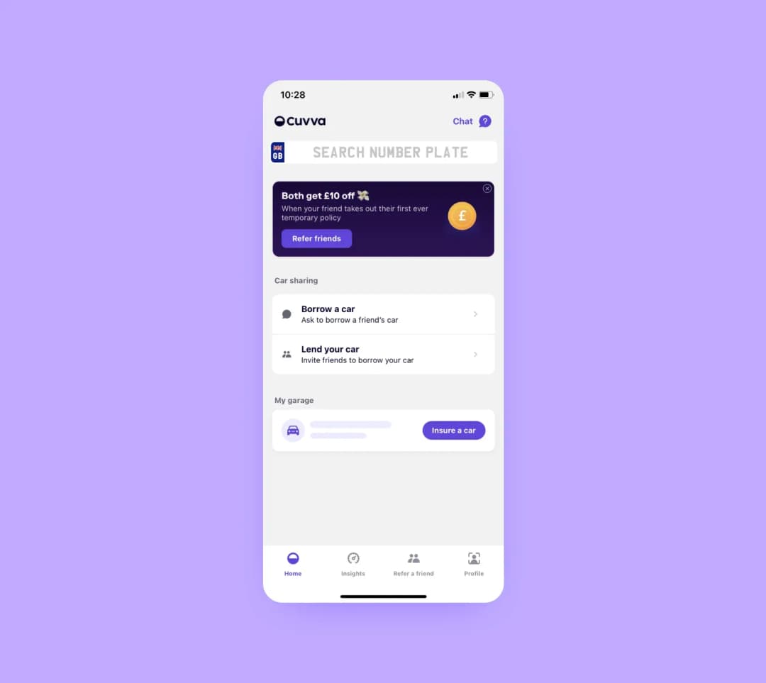Cuvva app screens