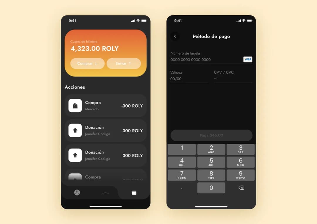 The design of the cryptocurrency wallet in Dosis by Purrweb