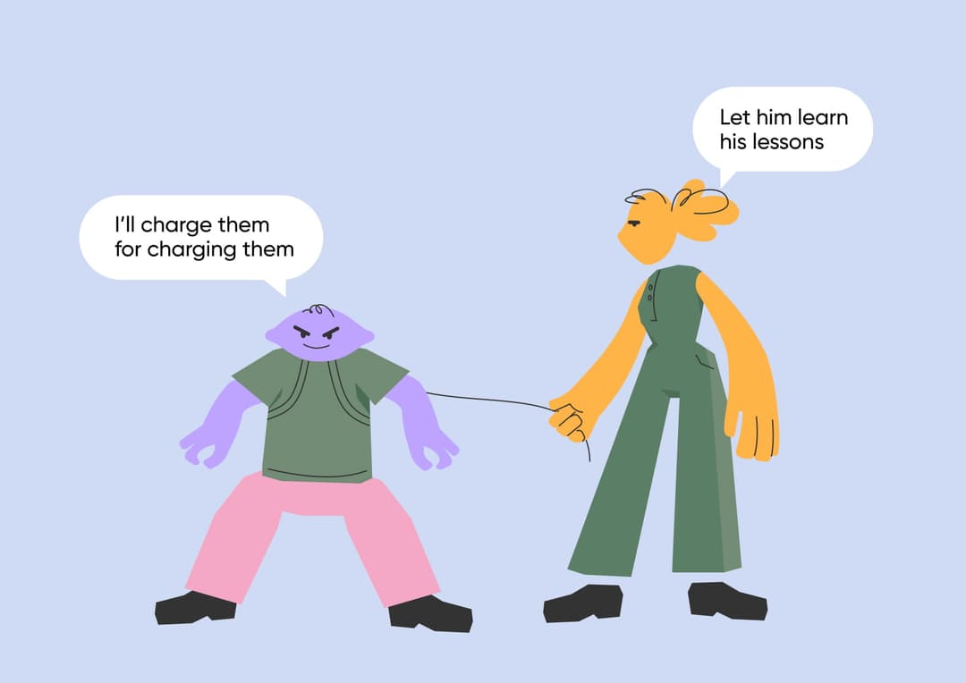 Two people are talking