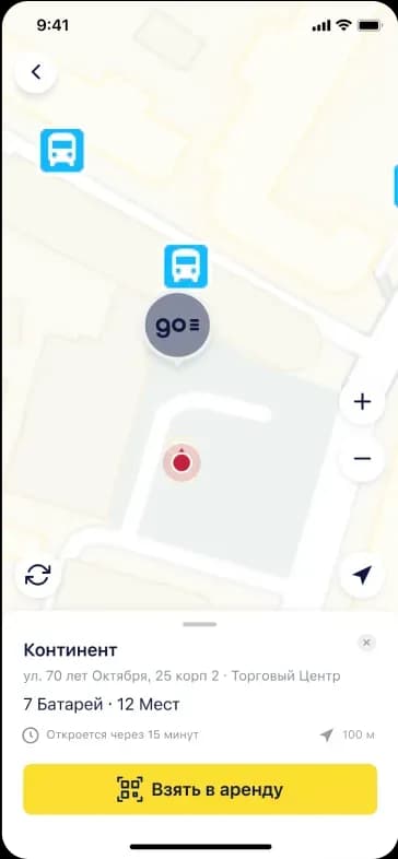 Map showing location and transportation options
