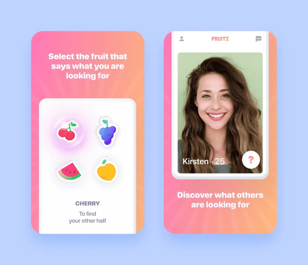 the application suggests choosing a fruit depending on the kind of relationship you’re seeking