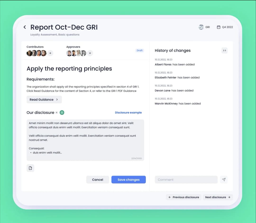 Project's user interface