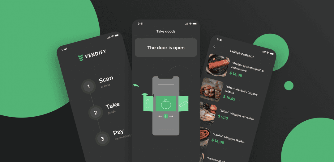 screens of Vendify IoT app designed and developed by Purrweb