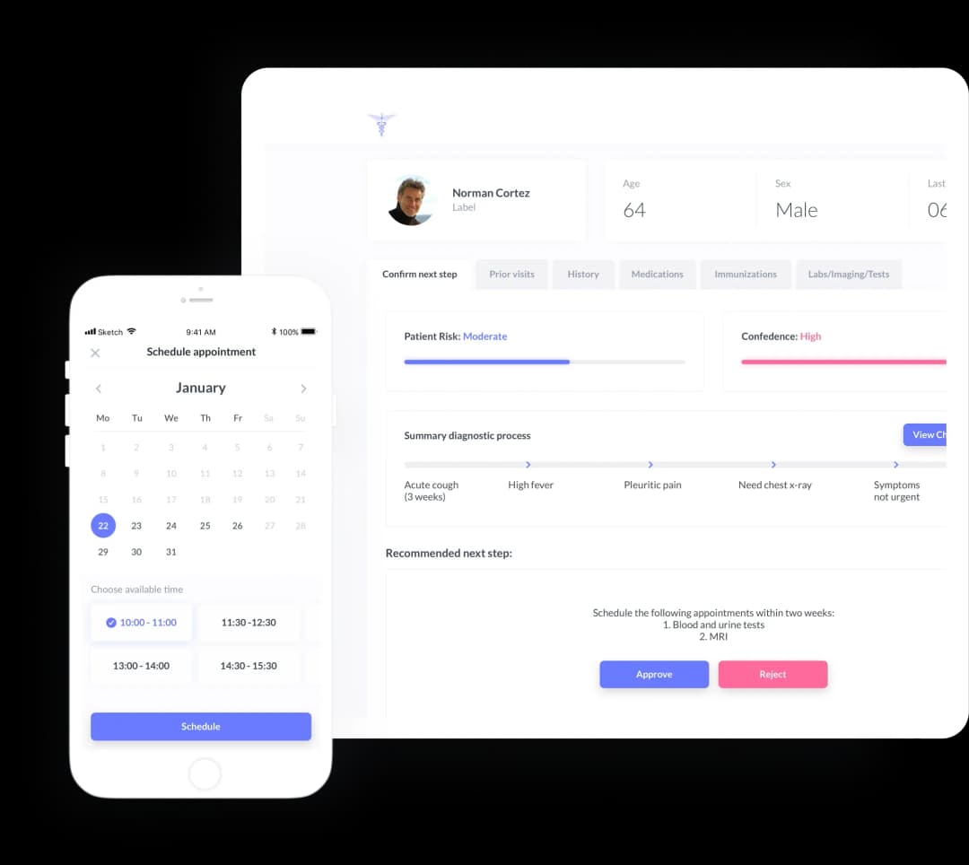 Medical appointment scheduling interface and patient profile