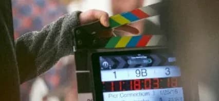 Clapperboard on a film set