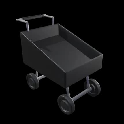 Black shopping cart with wheels