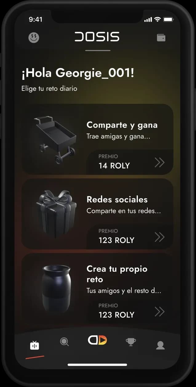Mobile app daily challenge screen