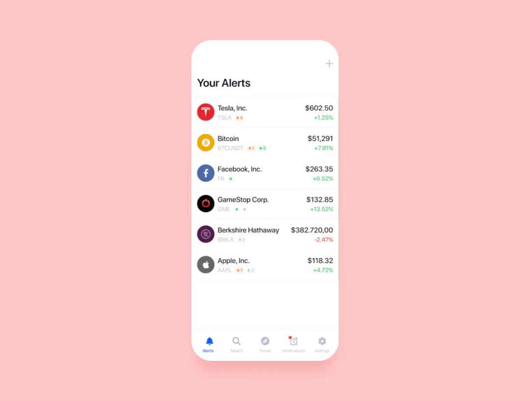 alerts in an investment app