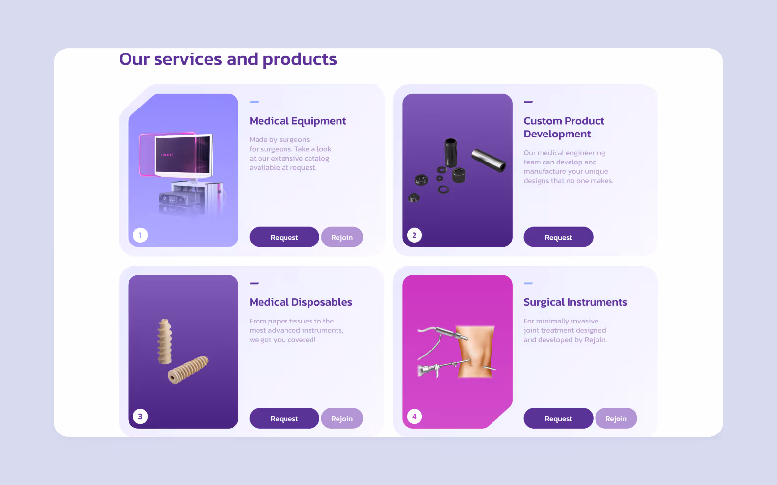 The block structure of the landing page