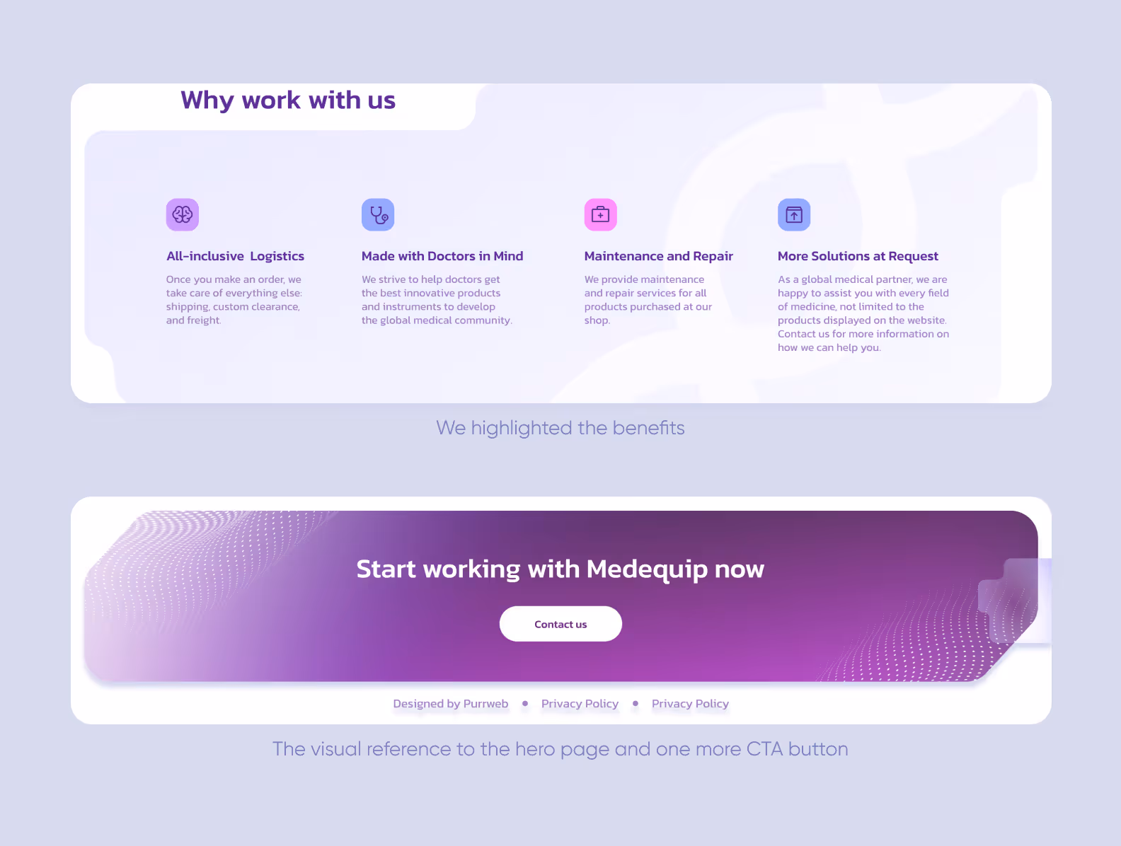 The MedEquip landing page