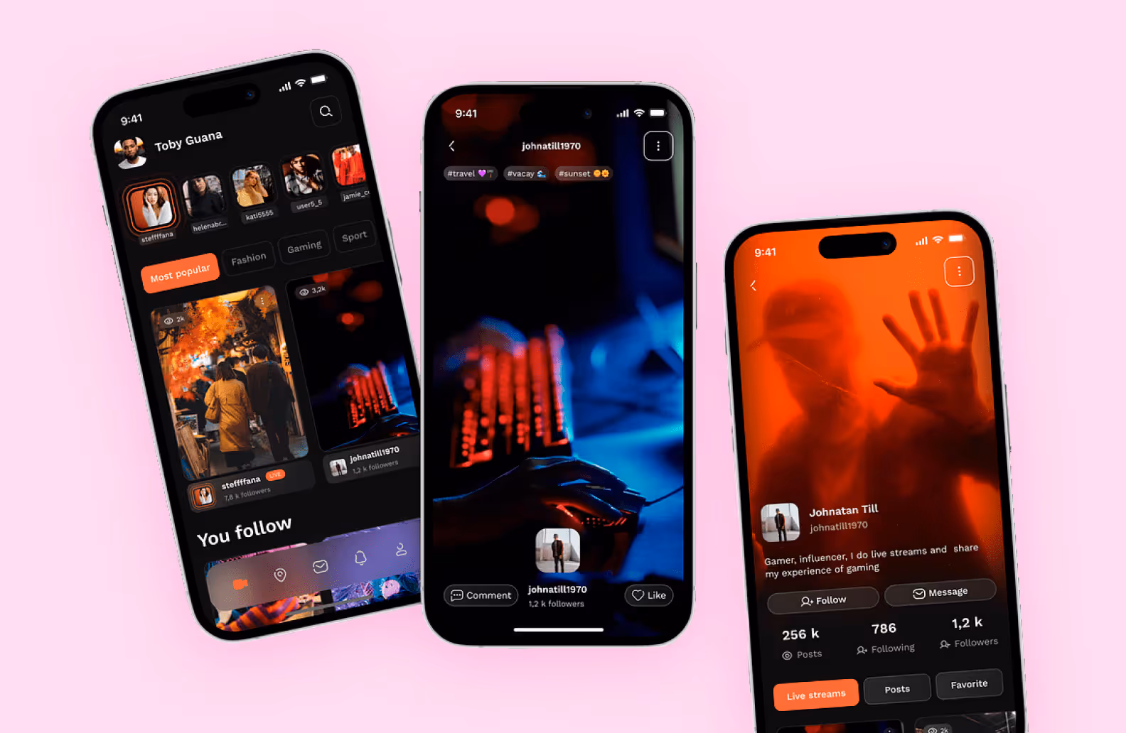 The podcast app with the design that we created. Dribbble shot.