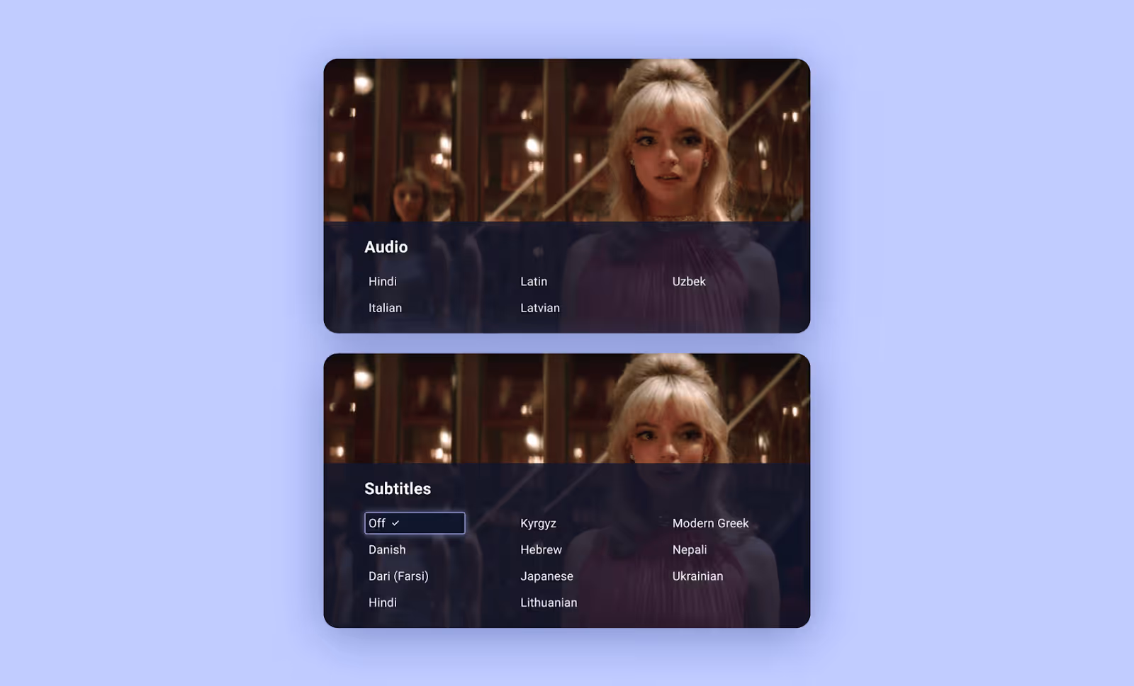 customizable settings in a TV app