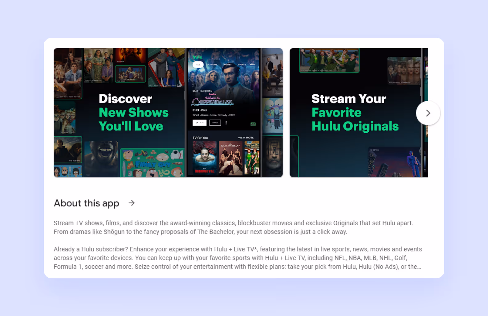 smart TV app description and screenshots