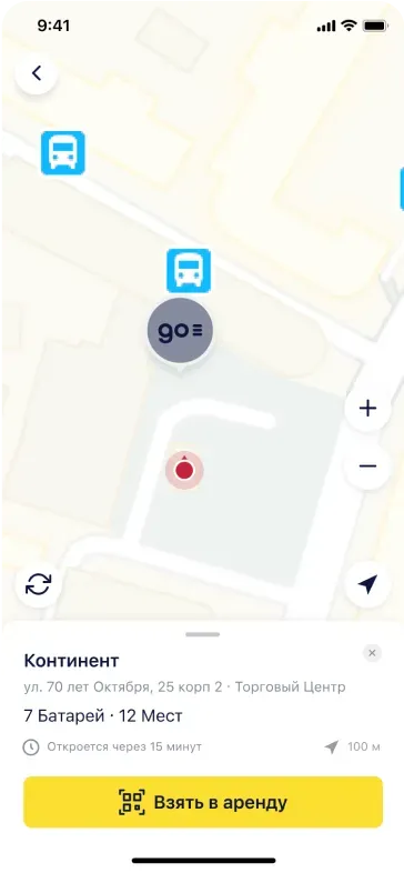 Map showing location and transportation options