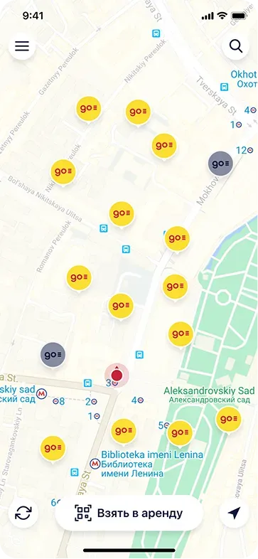 Map showing bike-sharing locations