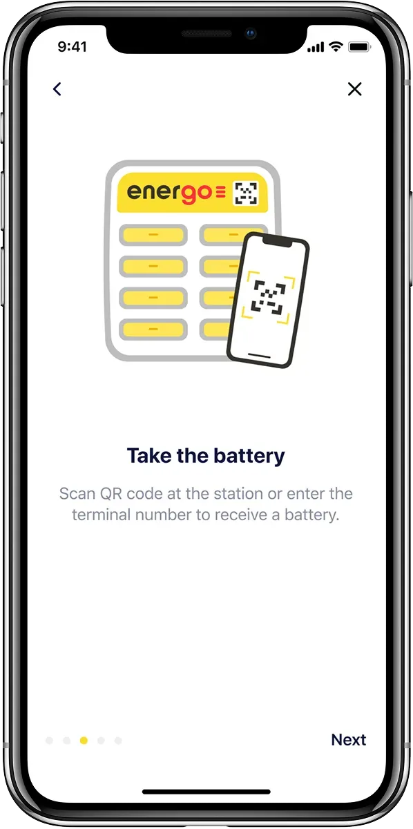 Mobile app battery retrieval screen