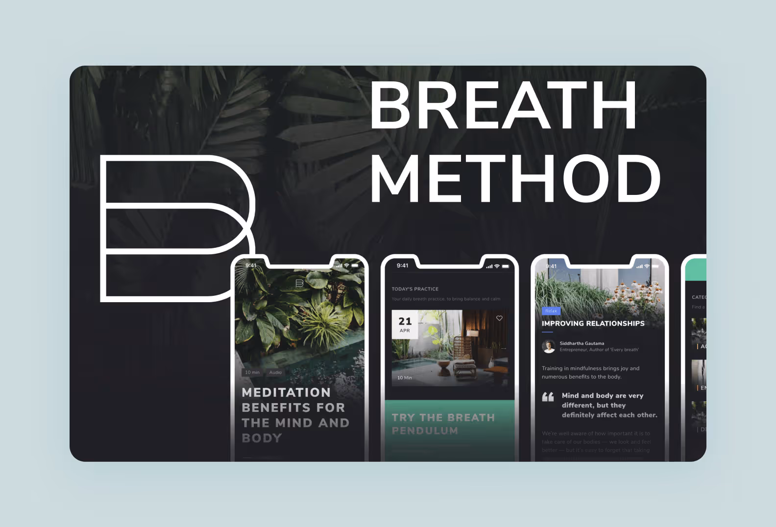 page on purrweb.com showcasing Breath Method, a meditation app developed by Purrweb