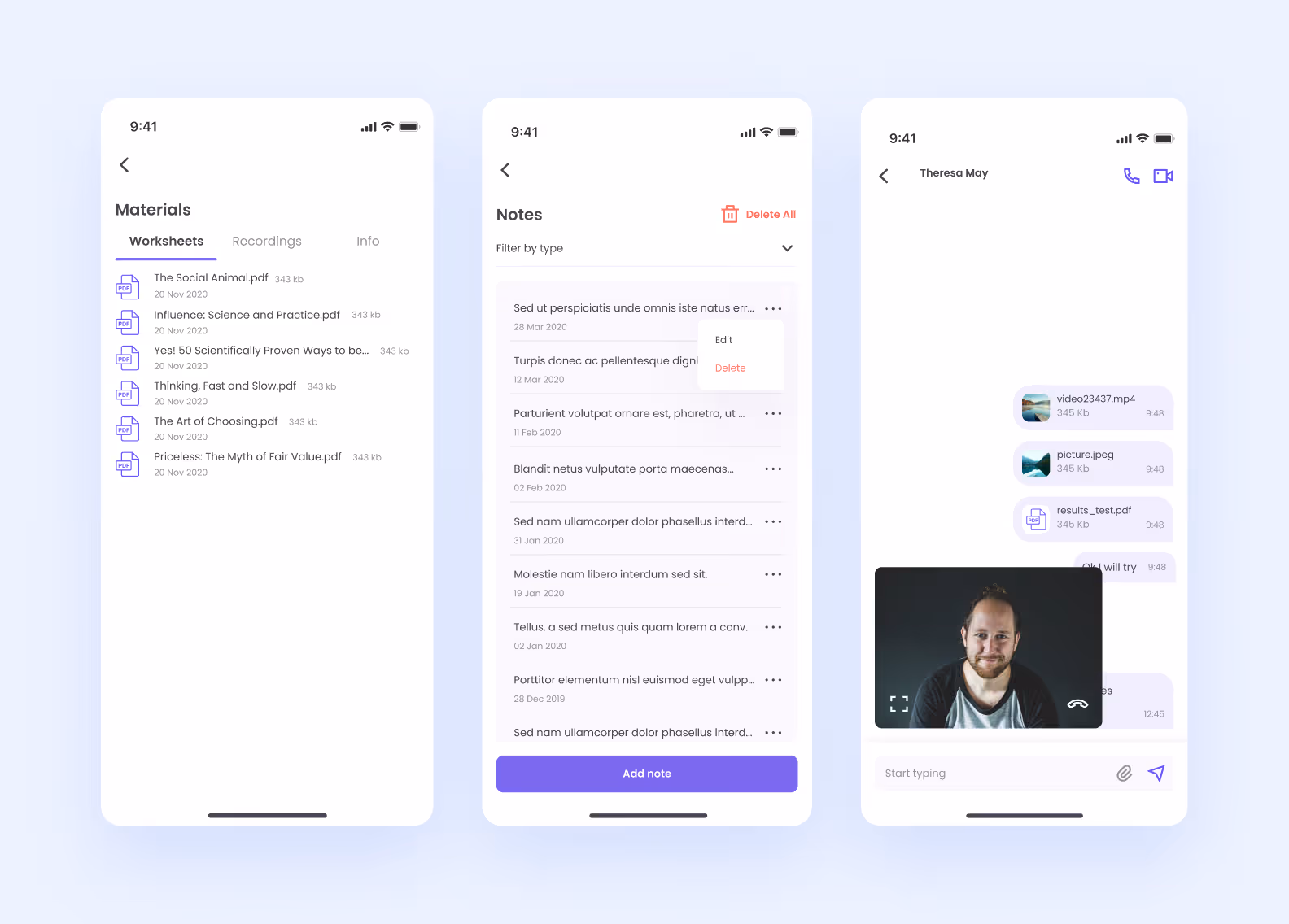 Mental health application features