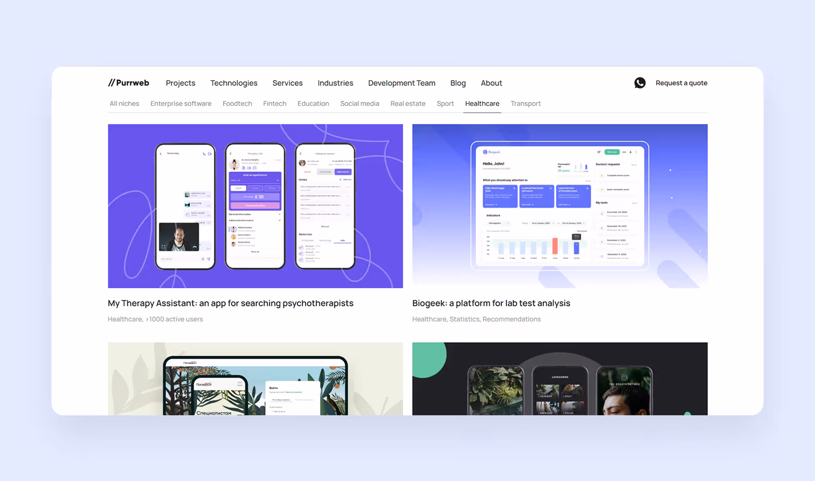 Purrweb portfolio screenshot