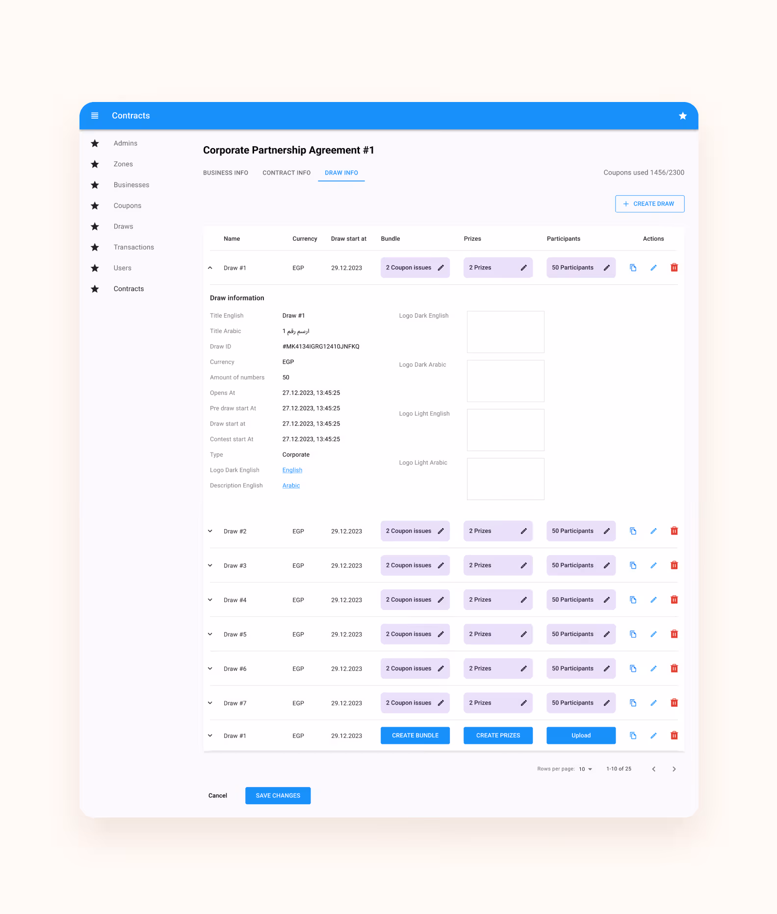 Editing contracts in the admin panel