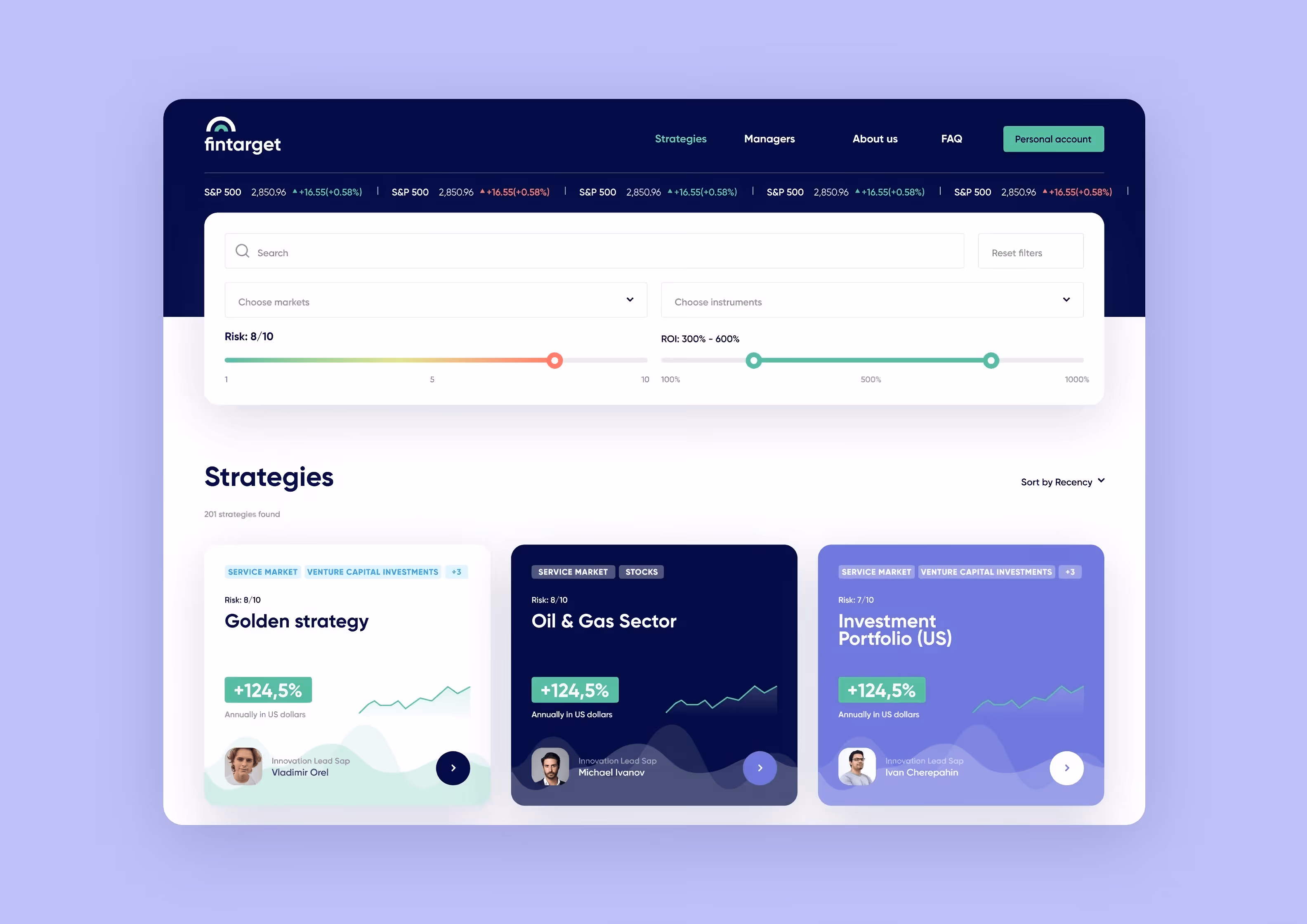 Fintarget dashboard