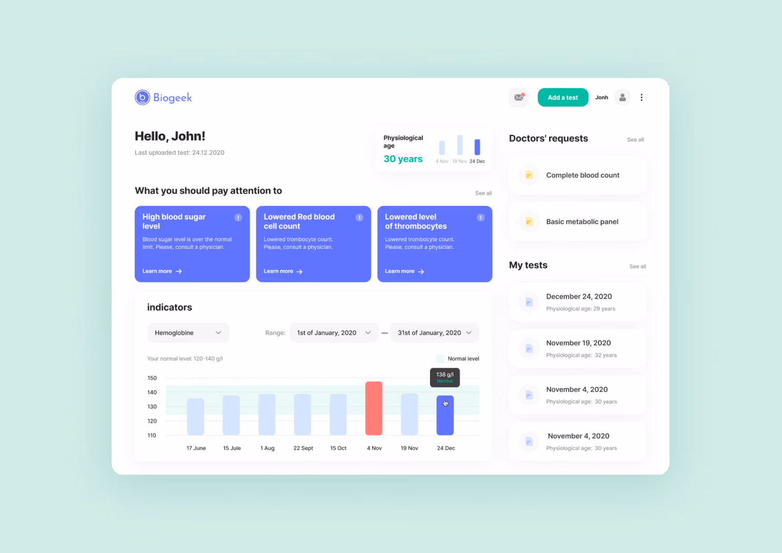 Biogeek main screen