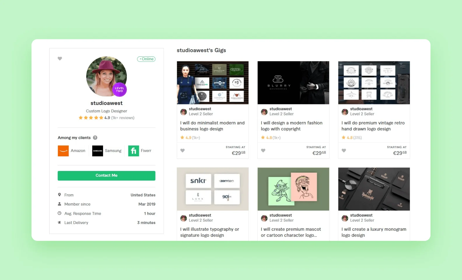 Fiverr user profile screenshot