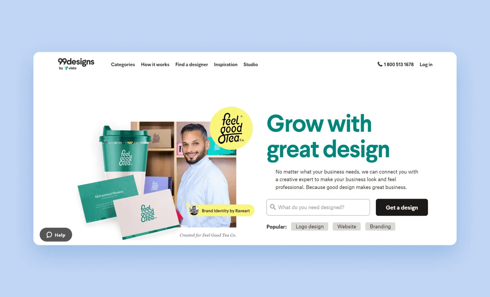 99designs homepage screenshot