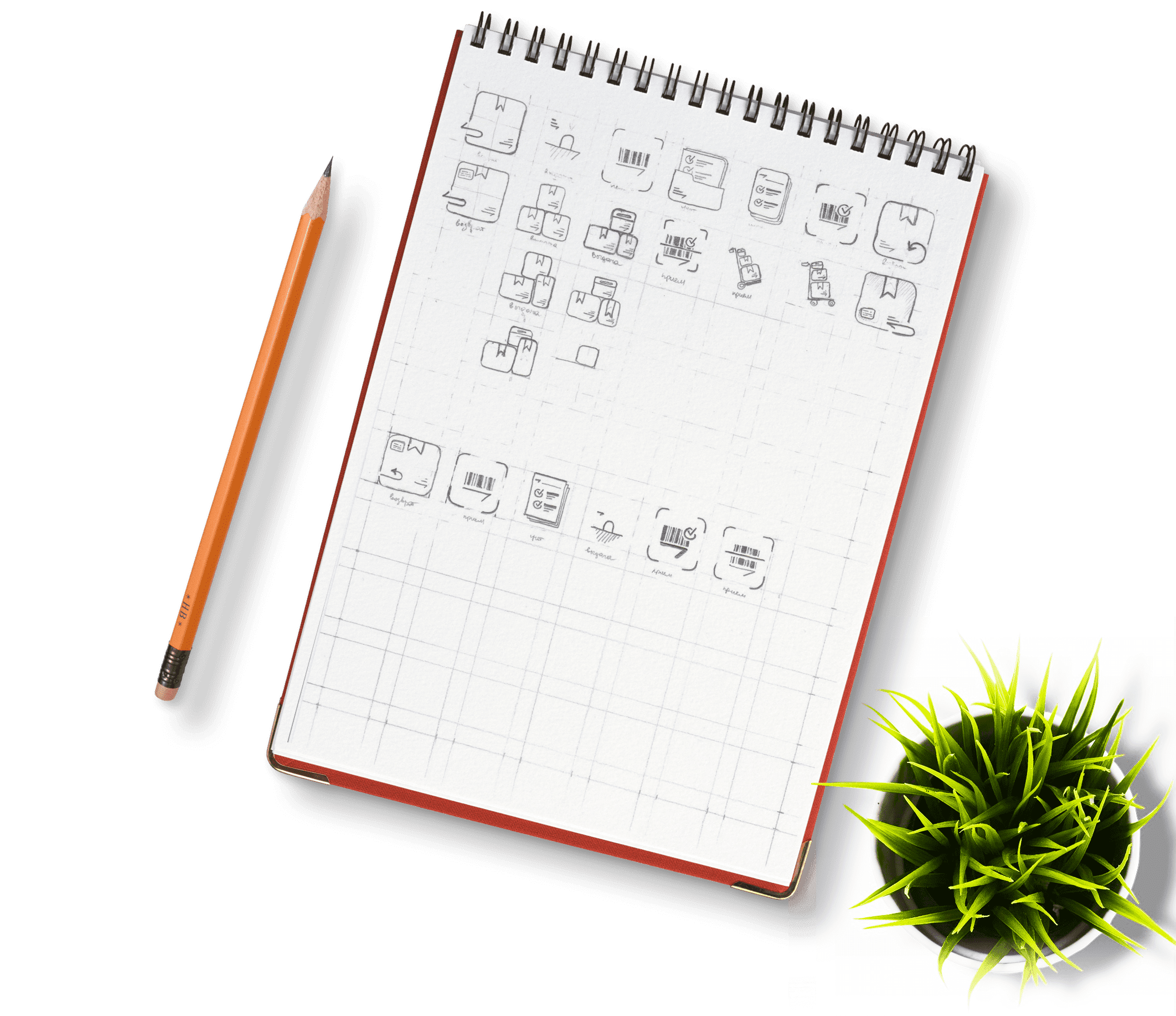 Pen and notebook with plant