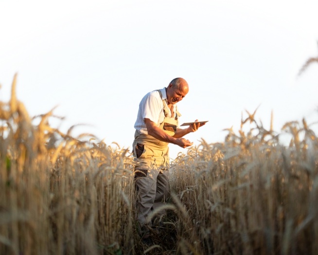 A man in a wheat field